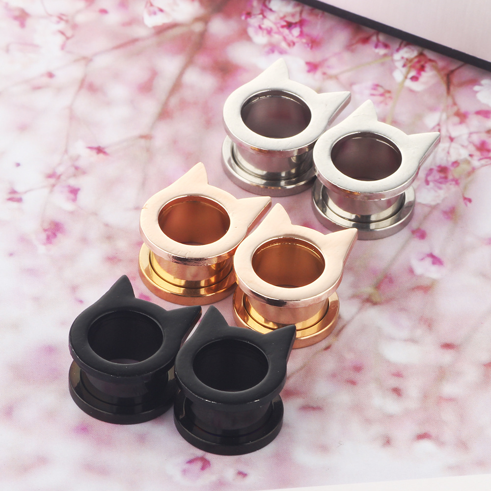 Rose Gold 16mm Stainless Steel Bat Shape Ear Expander Fashion Trendy Men's Women Earrings detail image 9