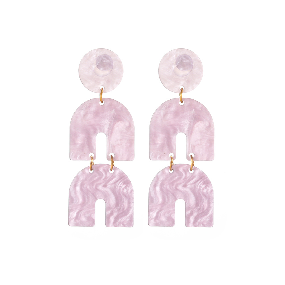 New Acrylic U-shaped Multi-layer Double-layer Superimposed Horseshoe-shaped Fashion Exaggerated Long Earrings display picture 9