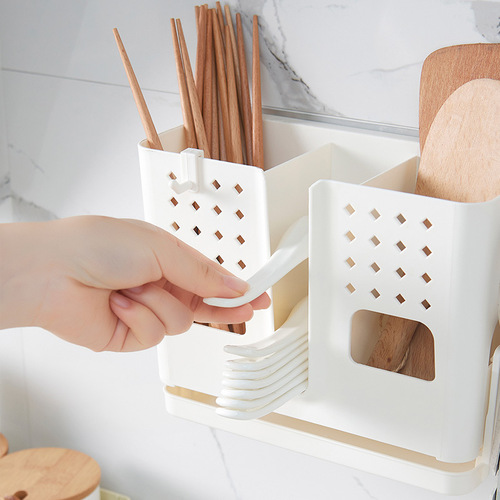 Wall-mounted chopstick barrel creative draining chopstick cage household chopstick cage kitchen tableware spoon storage box