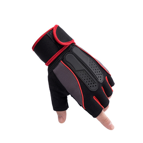 Dumbbell barbell gym half finger gloves breathable shockproof anti-slip anti-friction with super glossy palm