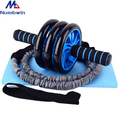 Three-Wheeled Ab Roller Set for Beginners, Suitable for Men and Women, Abdominal Roller Exercise Fitness Equipment, Household Roller with Resistance Bands