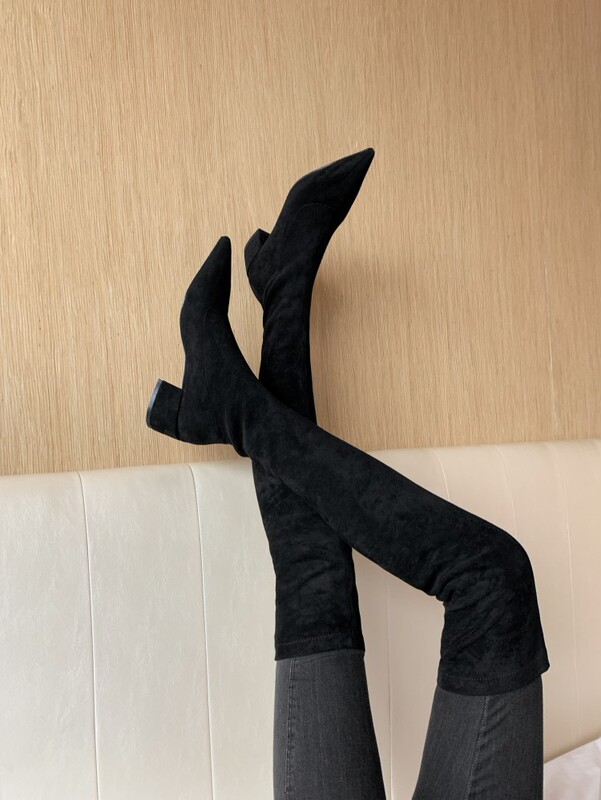 Super Skinny Stretch Boots Over-the-Knee Boots Skinny Boots Long Legs Skinny Pointed Boots Mid-Heel Chunky Heel Boots 3340