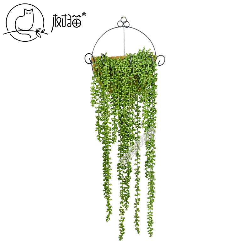 仿真多肉植物5叉情人泪壁挂吊篮装饰佛珠吊兰婚庆布置塑料花藤蔓|ru