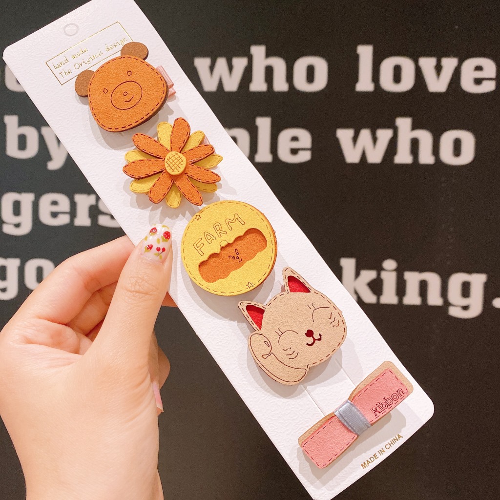 Nuevo estilo coreano linda chica horquilla fruta pequeña combinación de horquilla animal flequillo fresco clip traje de pelo de los niños