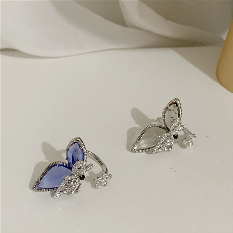 Flash Diamond Rhinestone Butterfly Zircon Open Ring display picture 4