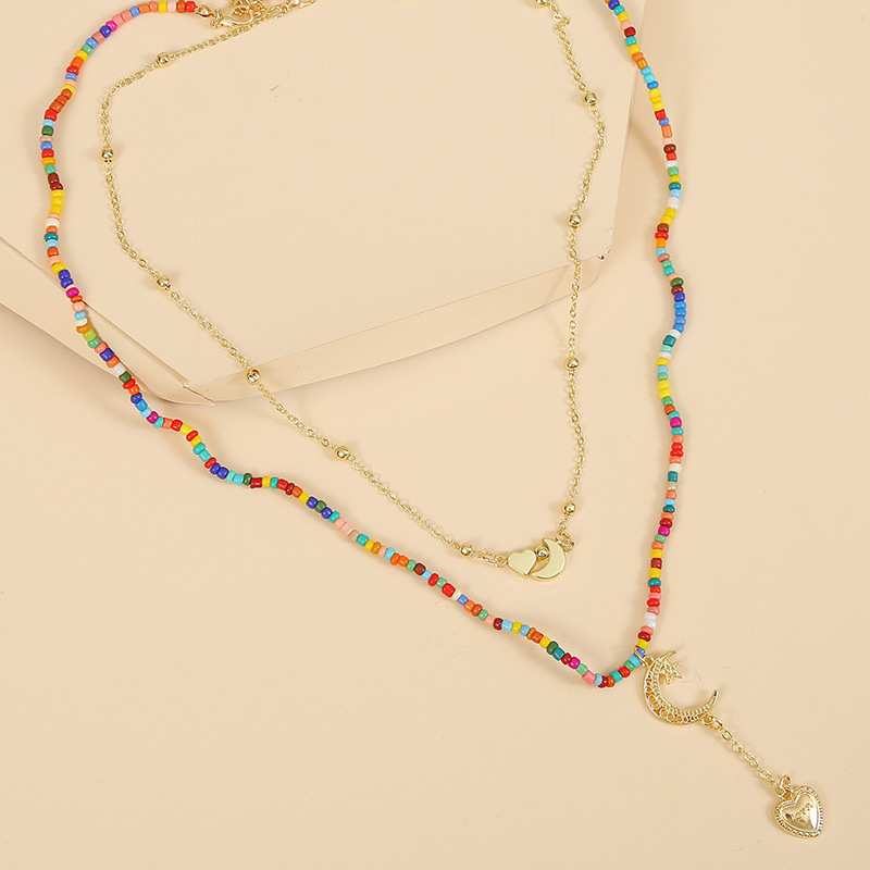 Long Bohemian Star Two Rice Bead Necklaces Trend Hand Woven Love Colgante Al Por Mayor Nihaojewelry display picture 5