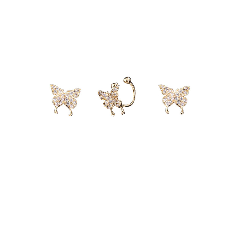 جديد سوبر الجنية الحلو الأذن كليب صغيرة فراشة الأقراط الفضة إبرة ثلاثة-قطعة الأذن العظام كليب الجملة Nihaojewelry display picture 10