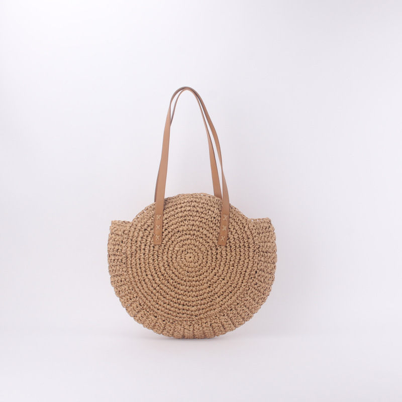new straw woven round shoulder bag wholesalepicture1