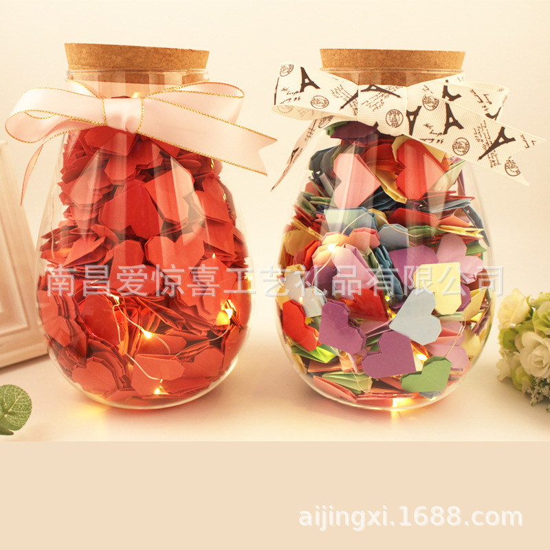 Free lettering handmade diy origami love finished glass wishing bottle stars birthday gift female romantic personality Z