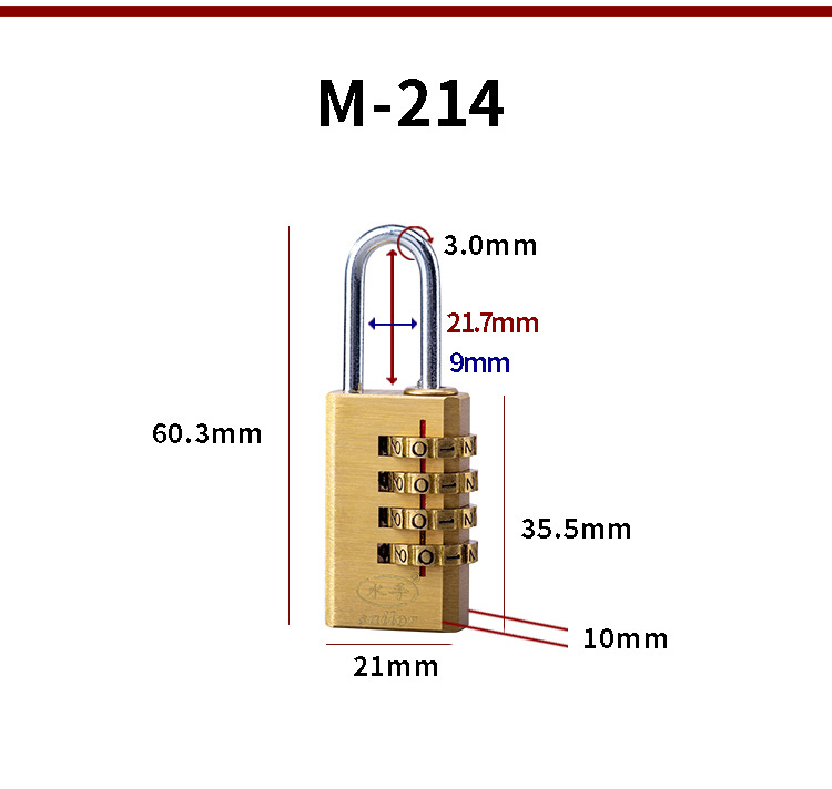 全铜制小密码挂锁储物柜行李箱抽屉健身房可用4位拉杆箱密码锁密码锁详情3