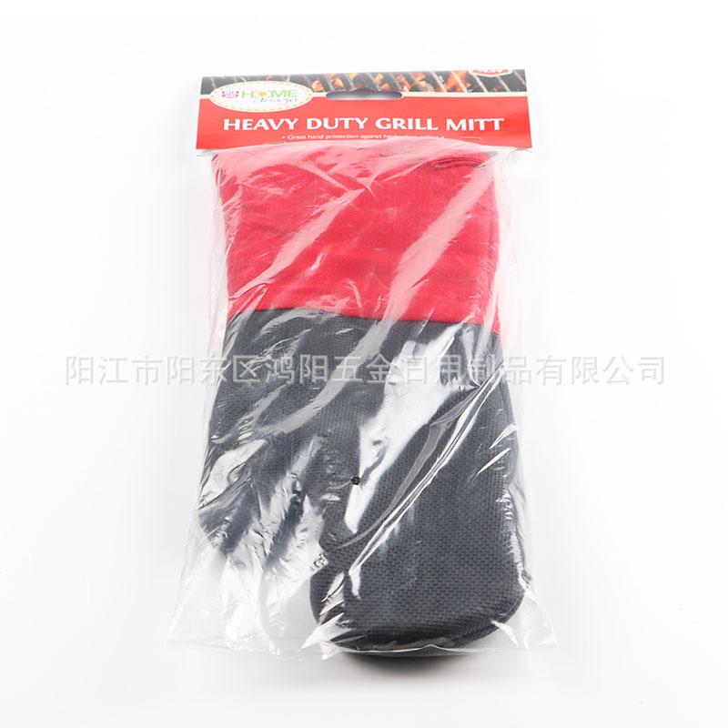 Guantes para hornear resistentes a altas temperaturas engrosados horno de microondas guantes antiquemaduras guantes aislantes térmicos tela de algodón alargada grande