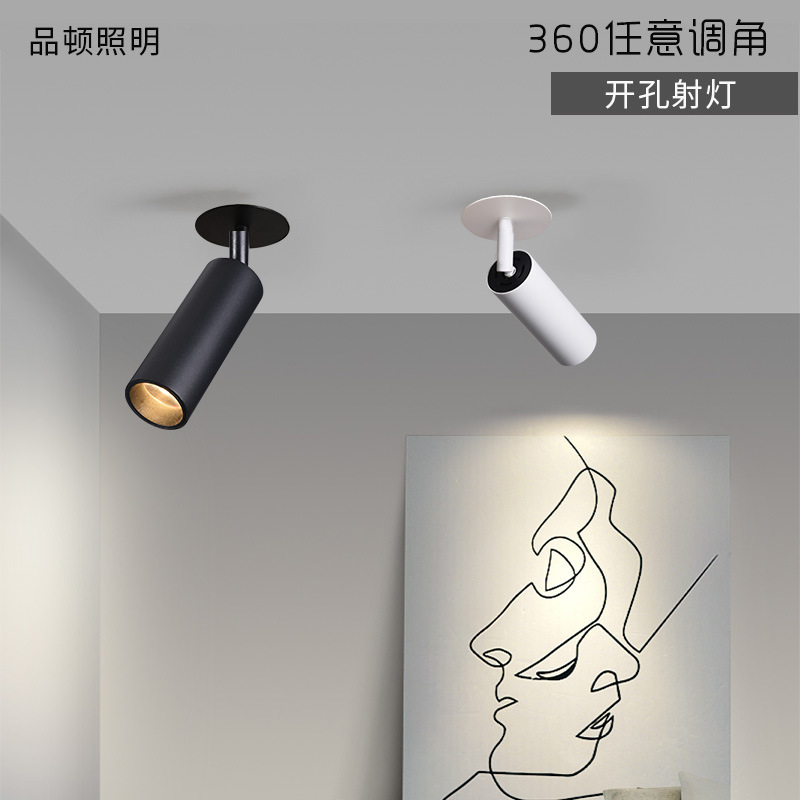 Spotlight with built-in swivel ceiling pendant, 20W/30W, 360-degree round track LED spotlight