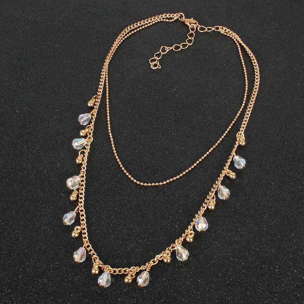 Korean  Alloy Diamond Double-layer Necklace display picture 5