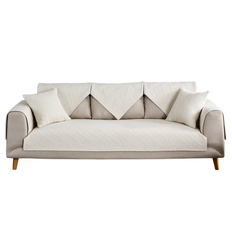 Housse de coussin de canapé en tissu blanc hiver, style nordique, unie, simple et moderne, toutes saisons, antidérapante._voghion.com
