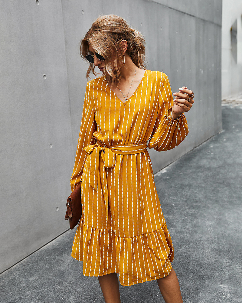 autumn 2020 simple striped dress for women NSKA215