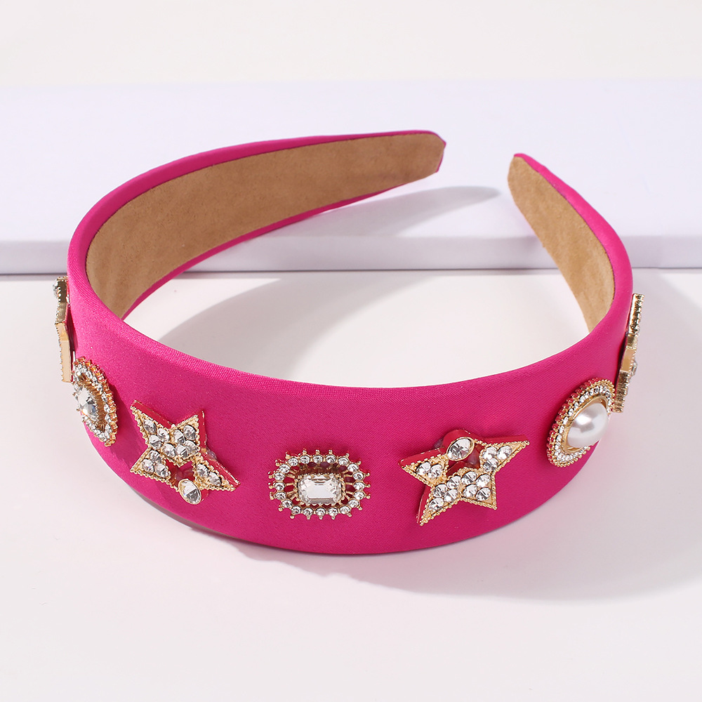 New Alloy Solid Color Baroque Full Of Diamonds Wide-sided Big Headband For Women display picture 8