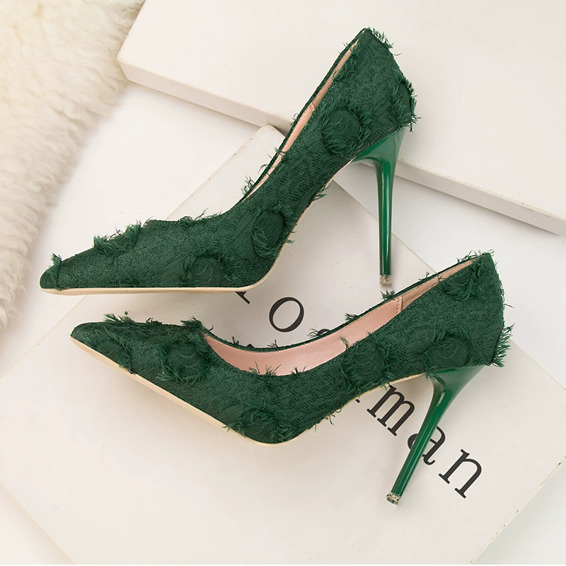 9288-9 корейская мода ретро простая женская обувь с острым носком Мао на высоком каблуке с низким ртом сексуальная обувь для ночного клуба на высоком каблуке