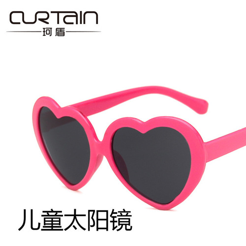 Pink children's love sunglasses 2020 fashionable boys and girls cute European and American sunglasses peach heart sunglasses