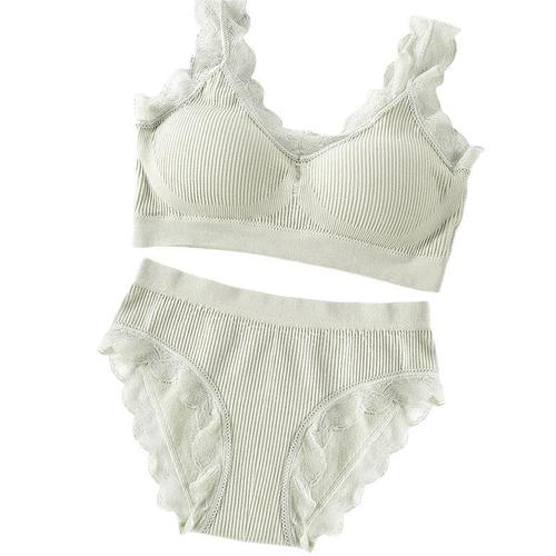 New Style Japanese Lace Girl Bra Set Without Wire Bra Underwear Panties Two Piece Set 