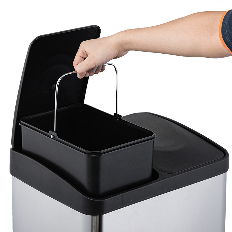 Bote de basura doble con pedal, 16L-60L, reciclaje para oficina y hogar, diseño moderno