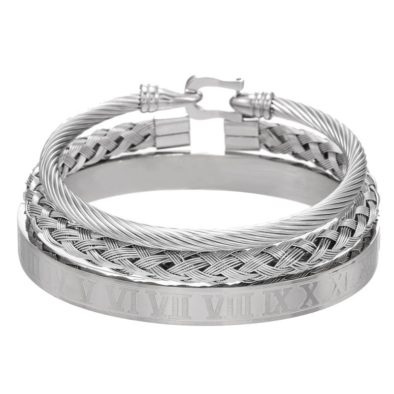 Titanium Steel Men's Open Bracelet Set display picture 9