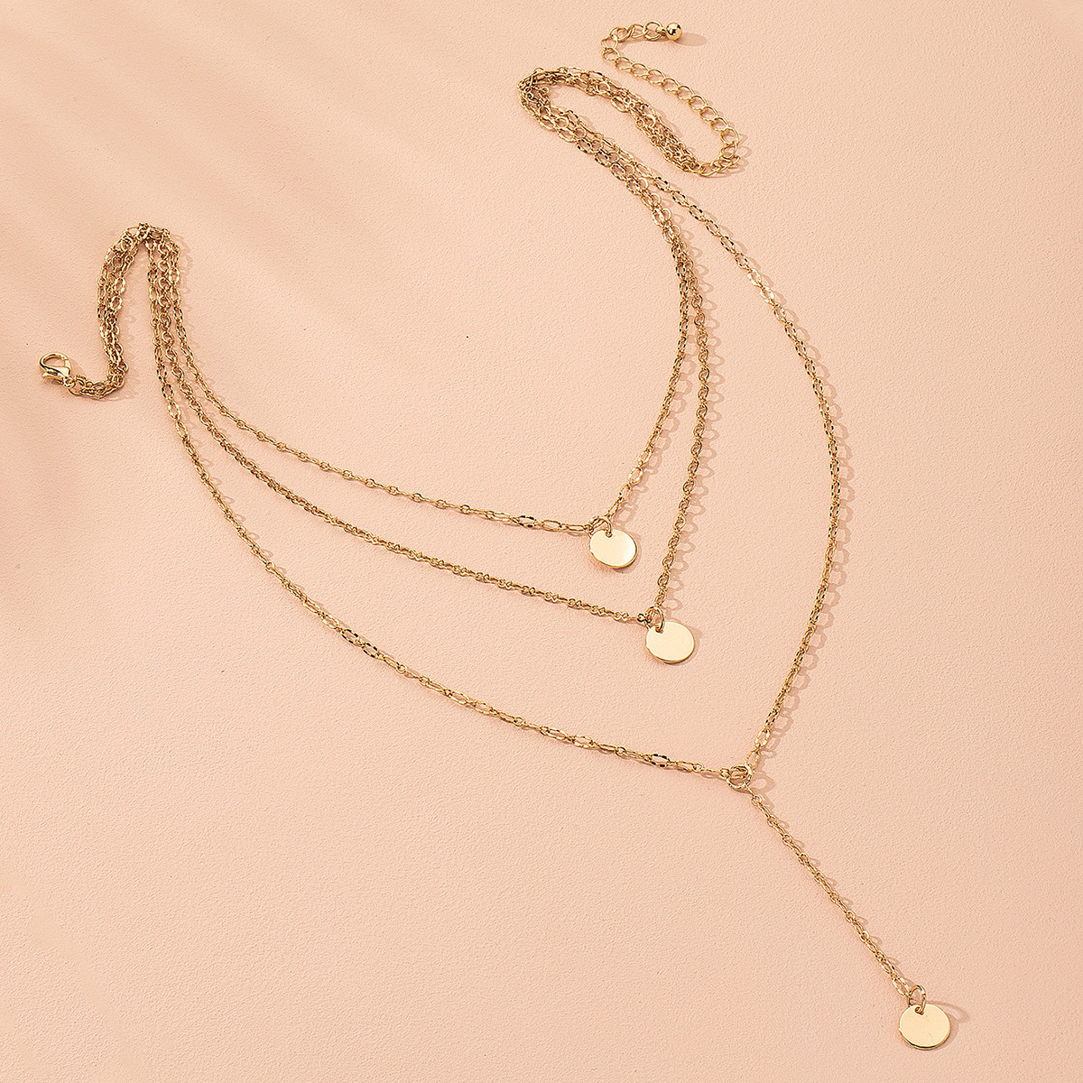 Collar Colgante De Aleación De Cadena Larga Con Disco Multicapa Colgante De Oro De Moda Para Mujer display picture 2