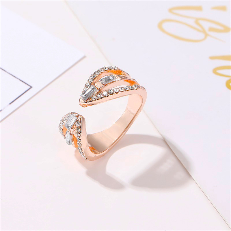 Nueva Mano Moda Elegante Flecha Zircon Anillo Hembra Simple Abierto Dedo Índice Anillo display picture 3