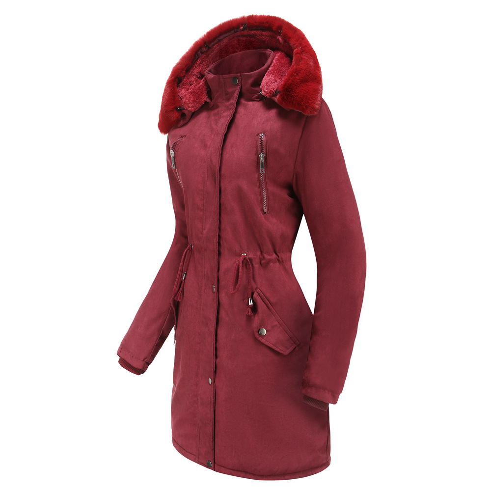 autumn and winter mid-length hooded windbreaker coat nihaostyles wholesale clothing NSNXH85617