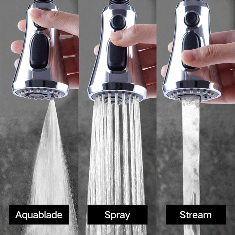 外贸亚马逊菜盆抽拉龙头花洒抽拉式厨房花洒三功能刀片水抽拉花洒