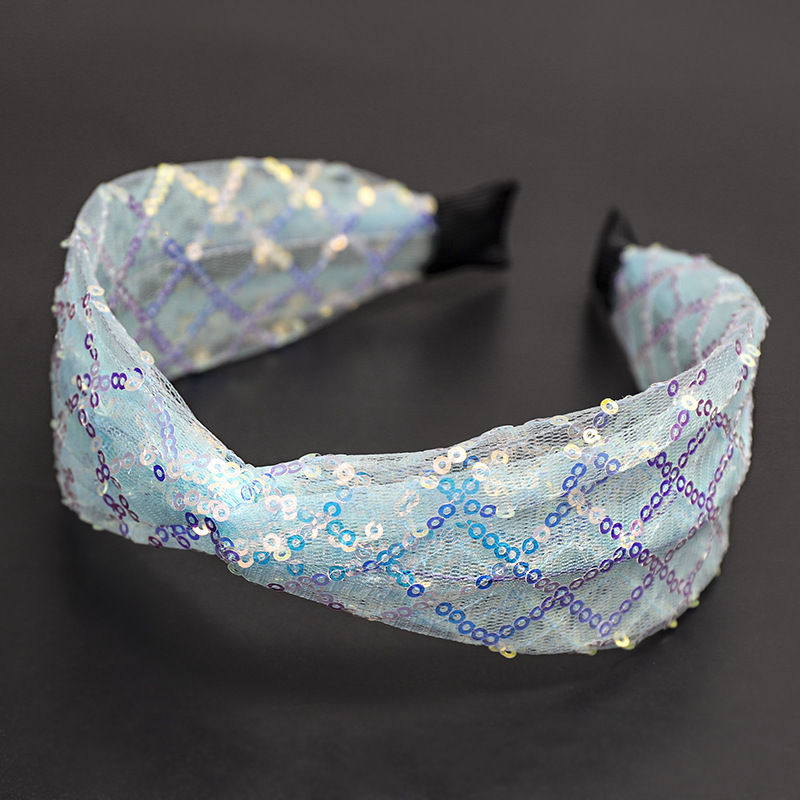 Korean New Fashion Hair Accessories Lace Mesh Yarn Sequin Headband Cheap Headband Wholesale display picture 4