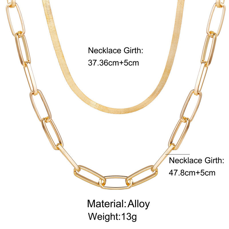 new snake bone thick chain alloy metal multilayer alloy clavicle chain