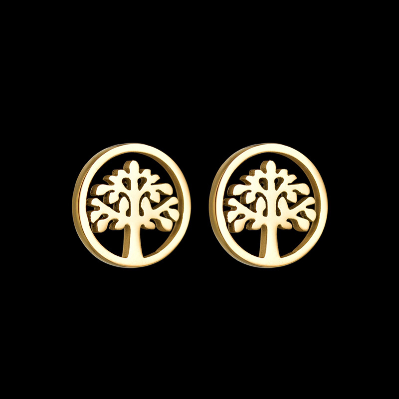 Nouveau Collier Arbre De Vie Boucles D&#39;oreilles Multicouches Étoile À Cinq Branches En Acier Inoxydable display picture 3