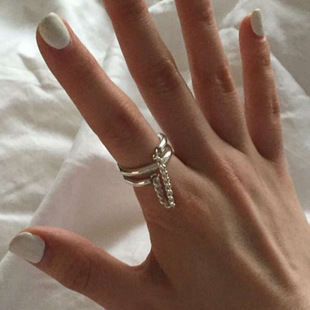 Distinctive Chain Titanium Steel Ring Women's ins Fashionable Korean Style Internet Celebrity Simple Cold Style Index Finger Ring