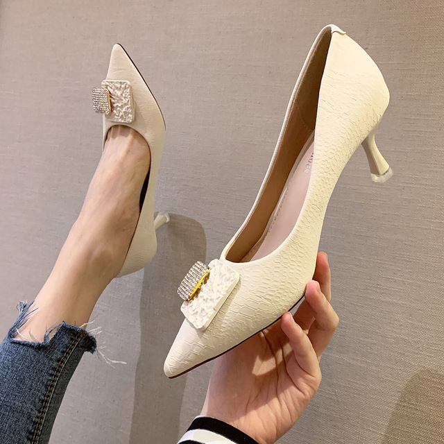Fashion pointed shallow high heel shoes sexy slim heel diamond show thin women’s shoes