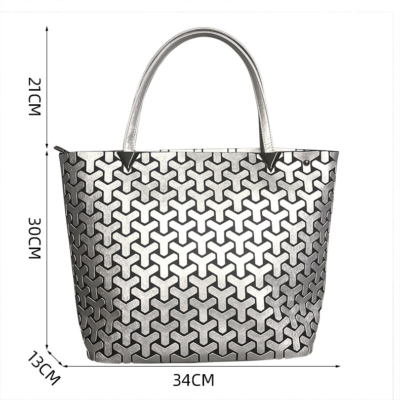 2024 New Silk Geometry Bucket Bag Instagram Fashion One Shoulder Crossbody Women's Lingge Handbag_voghion.com