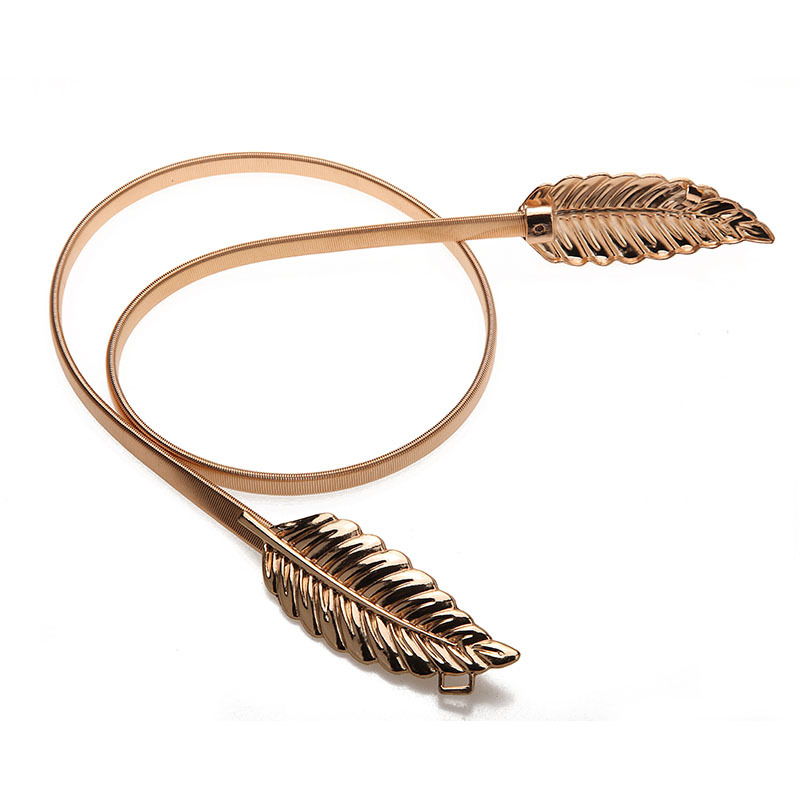 Oro Plata de las mujeres estilo Coreano hojas metal cadena la cintura elástico cinturón Otoño e Invierno Venta caliente