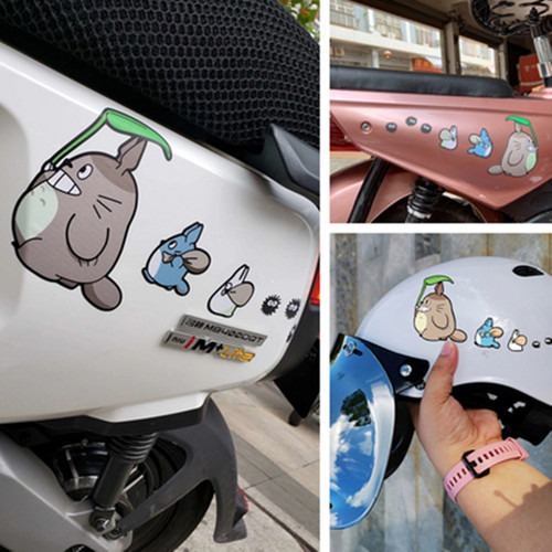 Car decal for electric motorbike, featuring a cute and personalized Catbus design, water-resistant, trendy brand sticker.