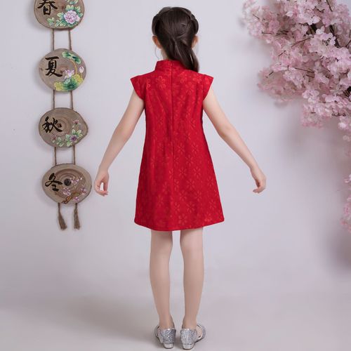 Girls baby black red lace qipao dresses improved cheongsam Tang suit birthday party peformance chinese dresses for kids  model show Chinese qipao wholesale