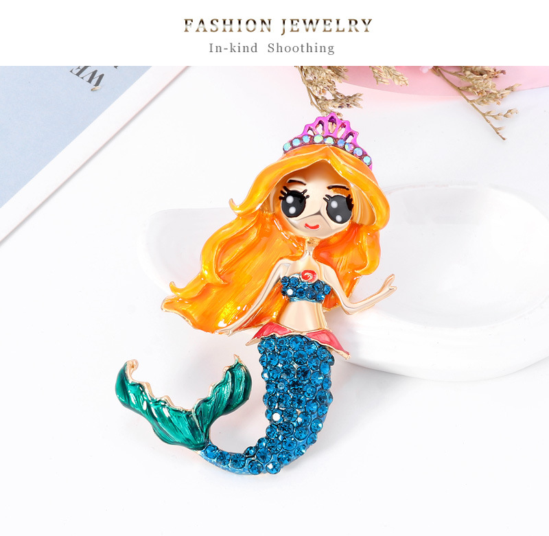 Cartoon Fashion  Alloy Diamond Mermaid Dripping Brooch display picture 7