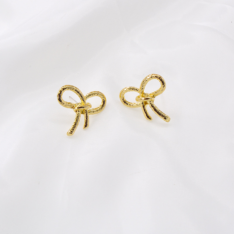 925 Silver Needle Simple Bow Stud Earrings Fashion Simple Metal Earrings Wholesale Nihaojewelry display picture 8