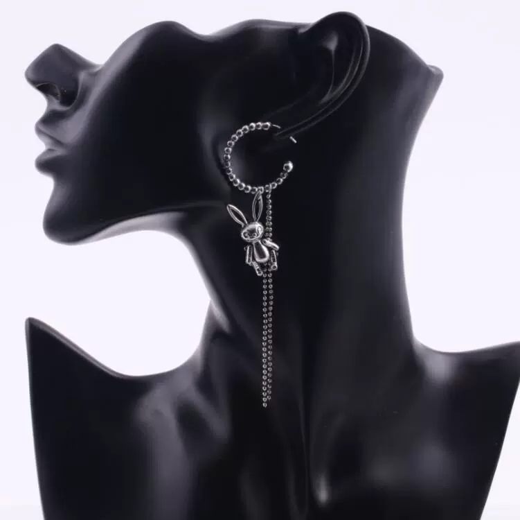 Серьги «кролик», бусины, модная универсальная цепочка, японский и корейский стиль, новая коллекция