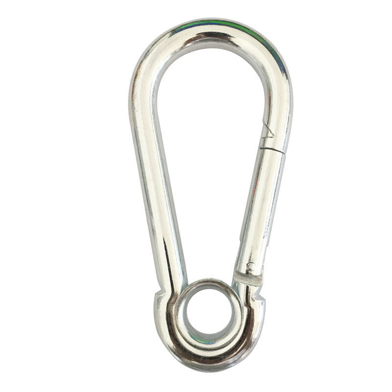 厂家直销5*50mm葫芦形铁镀锌带圈弹簧钩 户外登山扣 安全挂扣配件