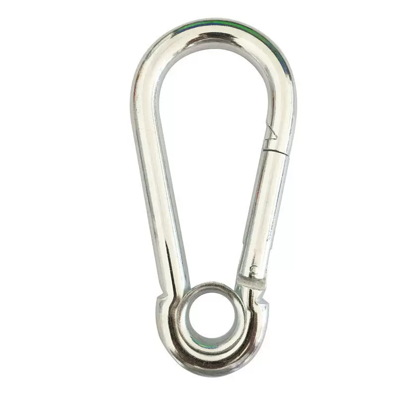 厂家直销5*50mm葫芦形铁镀锌带圈弹簧钩 户外登山扣 安全挂扣配件