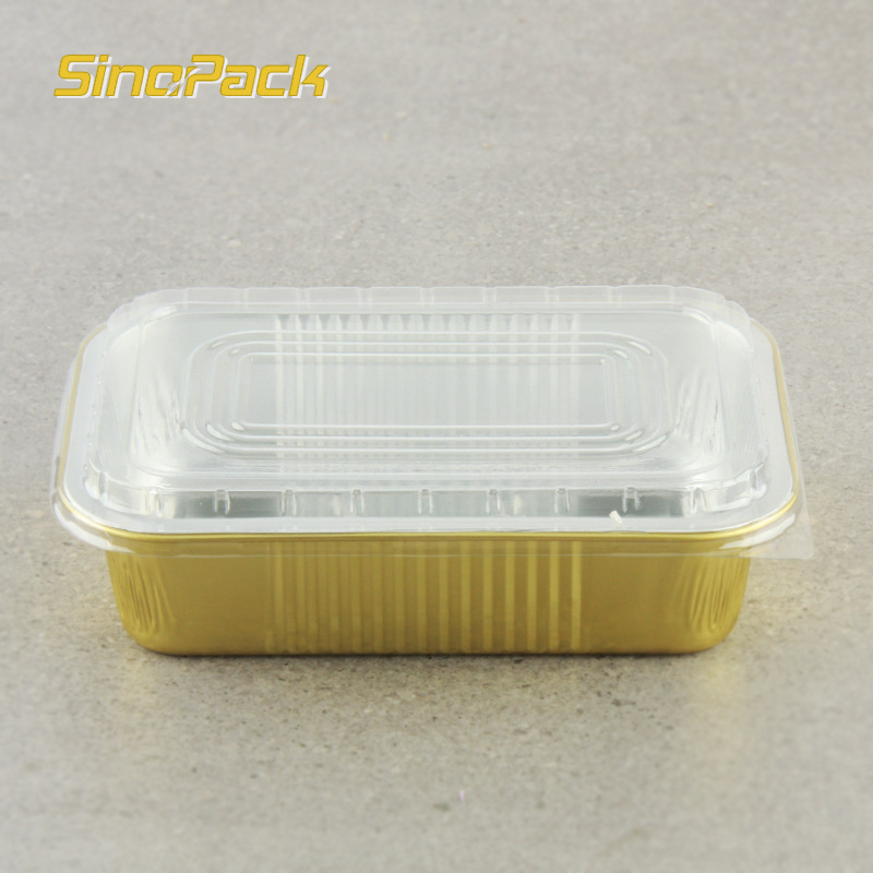 金信SINOPACK750ML金色加厚轻食中餐西餐烤鱼饭外卖锡纸打包盒