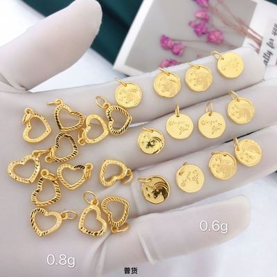 24k Pure Gold 3d Gold Bracelet parts Best Sellers fashion Pendant Hard Gold Feather Pendant agent Affiliate