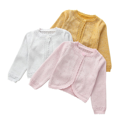 Children's one-needle cardigan, thin style for 2020 spring and summer, Korean version for girls, gold and silver wire knitted cardigan jacket, small cape