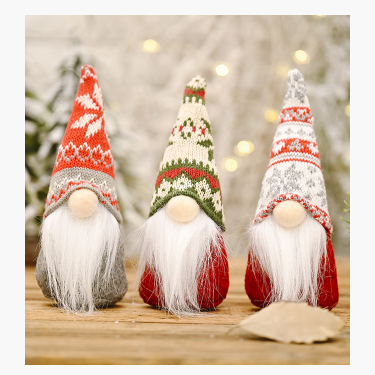 Snowflake Knitted Hat Forest Elderly Doll Christmas Decoration display picture 11