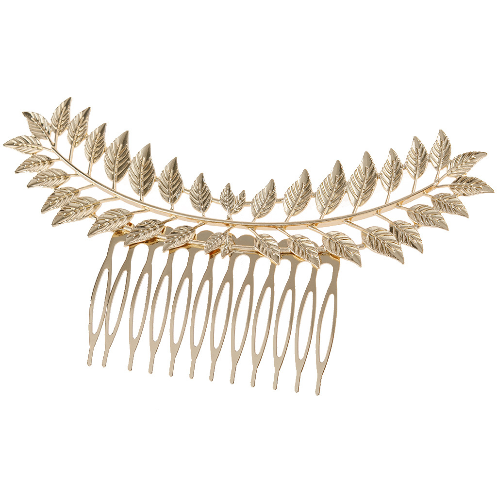 30g Weight Fashion Leaf Alloy Hollow Out Hair Combs