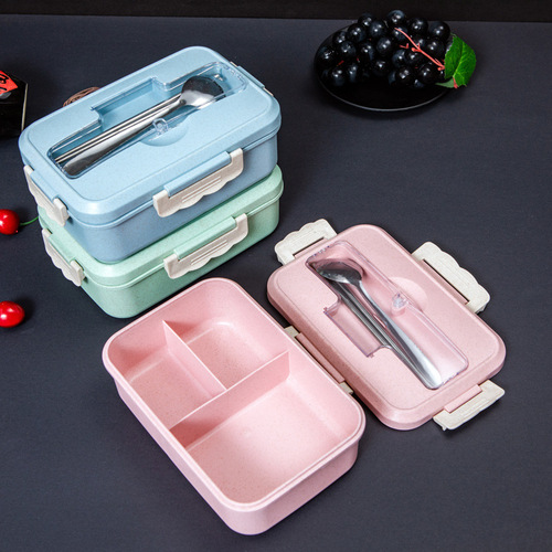 Food grade wheat straw insulated lunch box cutlery set portable lunch box sealed lunch box student lunch box