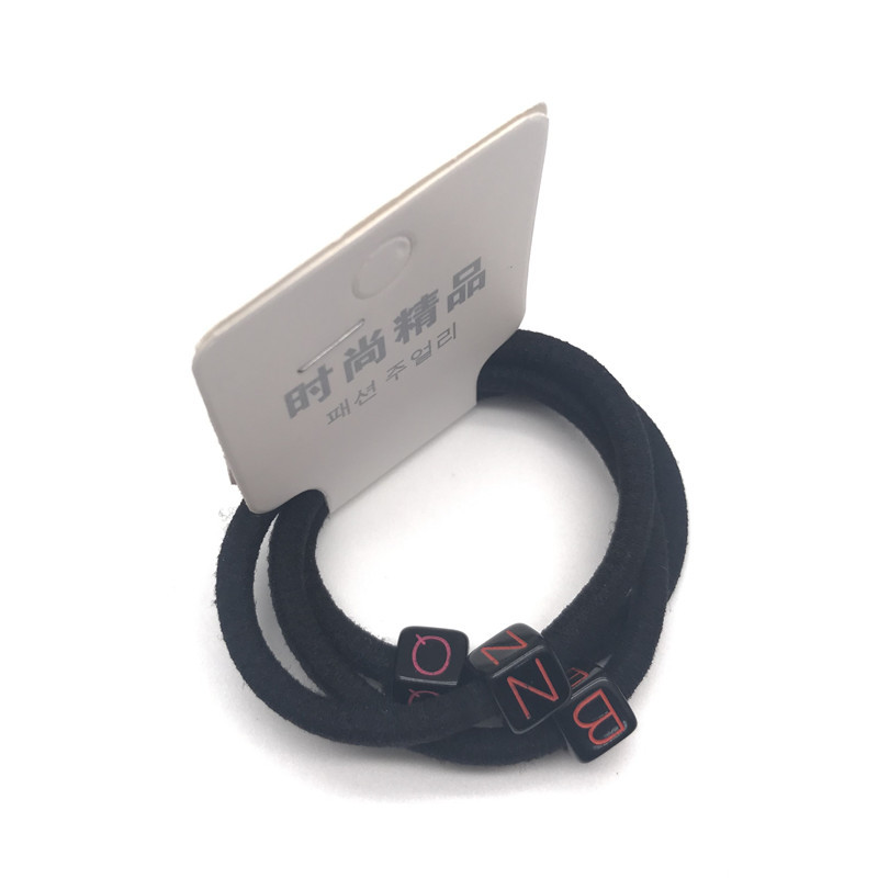 Accesorios para el cabello de estilo coreano 3-en-1 6 letras anudadas cuerda del pelo 2 clip de uñas tamaño cabeza cuerda banda de goma banda de pelo para las mujeres